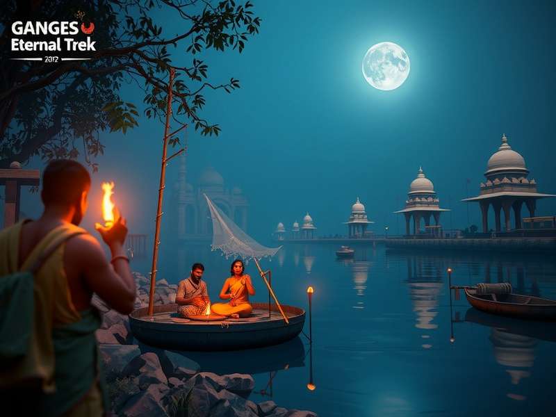 Ganges Eternal Trek gameplay screenshot showing character by the river